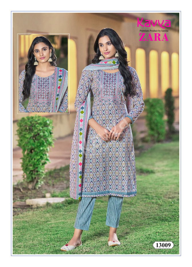 Kavya Zara Vol 13 Cambric Cotton Kurti Pant With Dupatta Collection
